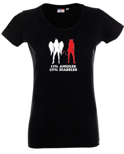 Koszulka dla dziewczyny ANIOŁEK 31% DIABEŁEK 69%